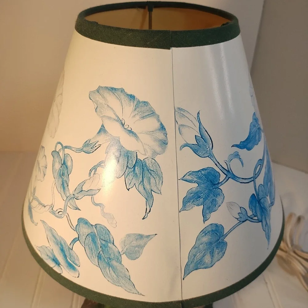 Vintage‎ Porcelain Hummingbird Lamp Morning Glory Floral Sculpted Accent Light